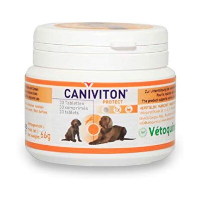 Caniviton Vetoquinol Protect karma uzupełniająca dla psów i kotów, 30 tabletek, 1 opakowanie (1 x 0,09 kilogramów) Caniviton Vetoquinol Protect karma uzupełniająca dla psów i kotów, 30 tabletek, 1 opakowanie (1 x 0,09 kilogramów)