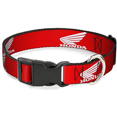 Buckle-Down Obroża dla psa z plastikową klamrą do Hondy z czerwonym i białym logo motocykla o szerokości 15-26 cali Buckle-Down Obroża dla psa z plastikową klamrą do Hondy z czerwonym i białym logo motocykla o szerokości 15-26 cali