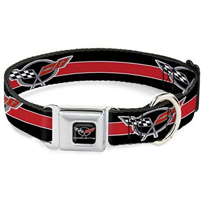 Buckle-Down Obroża dla psa pas bezpieczeństwa klamra Corvette C5 logo pasek czarny biały czerwony szary powtórz od 45 do 82 cm szerokości 3,5 cala Buckle-Down Obroża dla psa pas bezpieczeństwa klamra Corvette C5 logo pasek czarny biały czerwony szary powtórz od 45 do 82 cm szerokości 3,5 cala
