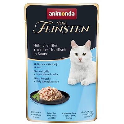 Animonda Karma dla dorosłych kotów, mokra karma dla dorosłych kotów, w świeżej torebce, z filetem z kurczaka + białym tuńczykiem w sosie, 18 x 50 g Animonda Karma dla dorosłych kotów, mokra karma dla dorosłych kotów, w świeżej torebce, z filetem z kurczaka + białym tuńczykiem w sosie, 18 x 50 g