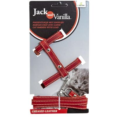 JACK AND VANILLA , Szelki dla kota z pogrubionej skóry z czerwoną smyczą, spersonalizowane dopasowanie, elegancki design, optymalny komfort, maksymalne bezpieczeństwo, rozmiar 10 mm, kolor czerwony, JACK AND VANILLA , Szelki dla kota z pogrubionej skóry z czerwoną smyczą, spersonalizowane dopasowanie, elegancki design, optymalny komfort, maksymalne bezpieczeństwo, rozmiar 10 mm, kolor czerwony,