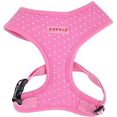 Puppia Dotty Uprząż dla psa Over-The-Head bez ciągnięcia, bez dławienia, trening chodzenia, regulowana, dla małych i średnich psów, rozmiar S, różowa Puppia Dotty Uprząż dla psa Over-The-Head bez ciągnięcia, bez dławienia, trening chodzenia, regulowana, dla małych i średnich psów, rozmiar S, różowa