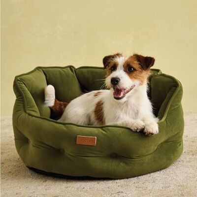 Rosewood Joules Chesterfield Legowisko dla psów, khaki, legowisko dla małego psa, wygodne wyściełane boki, antypoślizgowa podstawa, luksusowe legowisko dla małych psów i kotów Rosewood Joules Chesterfield Legowisko dla psów, khaki, legowisko dla małego psa, wygodne wyściełane boki, antypoślizgowa podstawa, luksusowe legowisko dla małych psów i kotów