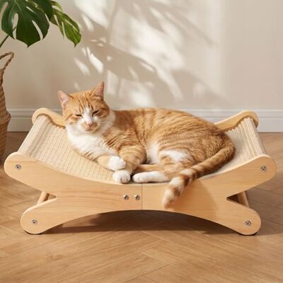 Gimars Ergonomiczny Drapak dla Kota Sisal Legowisko Typ U Drewniana Kanapa i Łóżko dla Kota w Stylu Skandynawskim Akcesoria z Wymienną Matą Syzalową do Drapania Gimars Ergonomiczny Drapak dla Kota Sisal Legowisko Typ U Drewniana Kanapa i Łóżko dla Kota w Stylu Skandynawskim Akcesoria z Wymienną Matą Syzalową do Drapania