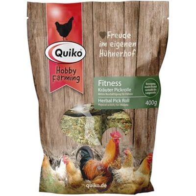 Quiko Hobby Farming – Fitness rolka ziół do dziobania dla kur 400 g – Akcesoria dla kur – Zabawki dla kur – Kolorowa rolka z mieszanką aromatycznych ziół i przysmaków Quiko Hobby Farming – Fitness rolka ziół do dziobania dla kur 400 g – Akcesoria dla kur – Zabawki dla kur – Kolorowa rolka z mieszanką aromatycznych ziół i przysmaków