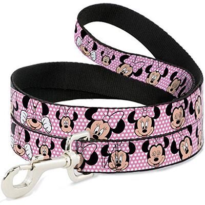 Buckle-Down Smycz dla zwierząt domowych – wyrazi myszy Minnie w kropki różowy/biały – 100 cm długości – 1,2 cm szerokości Buckle-Down Smycz dla zwierząt domowych – wyrazi myszy Minnie w kropki różowy/biały – 100 cm długości – 1,2 cm szerokości
