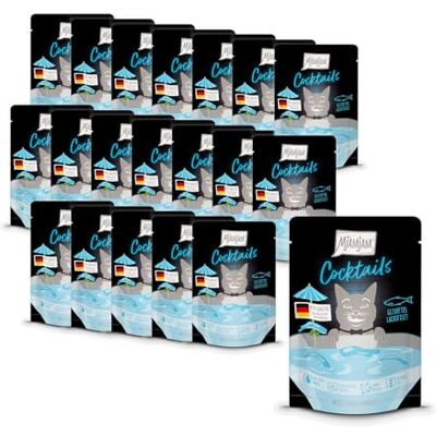 MjAMjAM Pyszny napój dla kotów Cocktails – Szarpany filet z łososia, Opakowanie 20 sztuk (20x40), bez zbóż MjAMjAM Pyszny napój dla kotów Cocktails – Szarpany filet z łososia, Opakowanie 20 sztuk (20x40), bez zbóż