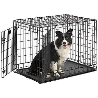 MidWest Homes for Pets MidWest Ultima Pro Series 91 cm klatka dla psa, bardzo mocna składana metalowa skrzynka dla psa z podwójnymi drzwiami z panelem dzielącym, ochrona podłogi nóżki rolek calowych i MidWest Homes for Pets MidWest Ultima Pro Series 91 cm klatka dla psa, bardzo mocna składana metalowa skrzynka dla psa z podwójnymi drzwiami z panelem dzielącym, ochrona podłogi nóżki rolek calowych i
