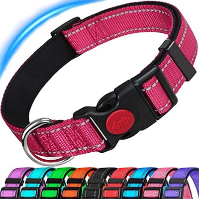 ATETEO Dog Collar, Reflective Adjustable Basic Dog Collar with Soft Neoprene Padding, Durable Nylon Pet Collars for Puppy Small Medium Large Dogs ATETEO Dog Collar, Reflective Adjustable Basic Dog Collar with Soft Neoprene Padding, Durable Nylon Pet Collars for Puppy Small Medium Large Dogs