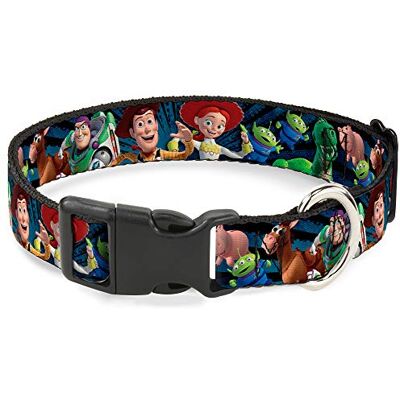 Buckle-Down Plastikowy klips Collar Toy Story Characters Running2 Denim Rays 1" Wide Fits 9-15" Neck Small Buckle-Down Plastikowy klips Collar Toy Story Characters Running2 Denim Rays 1" Wide Fits 9-15" Neck Small