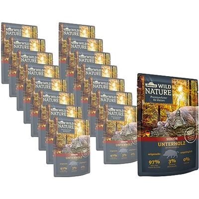 Dehner Wild Nature karma dla kotów z poddrewna, mokra karma bez zbóż/bez cukru, dla starszych kotów, dzików, worek 16 x 85 g (1,36 kg) Dehner Wild Nature karma dla kotów z poddrewna, mokra karma bez zbóż/bez cukru, dla starszych kotów, dzików, worek 16 x 85 g (1,36 kg)