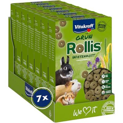 Vitakraft Rollis, pierścienie chrupiące, karma uzupełniająca dla gryzoni, z lucerną i trawą łąkową, wspomagają trawienie i ścieranie zębów, bez dodatku cukru i zbóż (7 x 500 g) Vitakraft Rollis, pierścienie chrupiące, karma uzupełniająca dla gryzoni, z lucerną i trawą łąkową, wspomagają trawienie i ścieranie zębów, bez dodatku cukru i zbóż (7 x 500 g)
