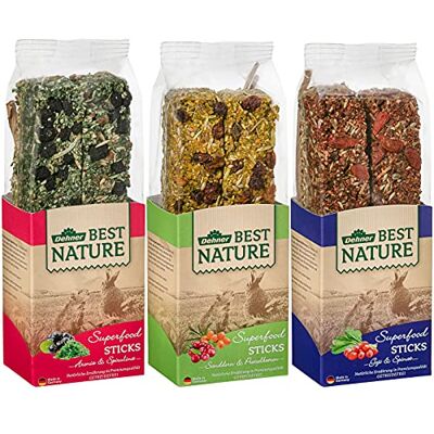 Dehner Best Nature przekąska dla gryzoni, Superfood Stick Mix 3 x 140 g (420 g) Dehner Best Nature przekąska dla gryzoni, Superfood Stick Mix 3 x 140 g (420 g)