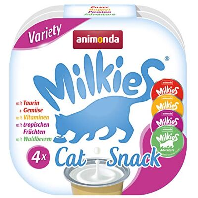 Animonda Przekąska dla kota z mlekiem – wybór (4 x 20 filiżanek po 15 g), portynowane mleko przekąski dla kotów dla dorosłych i kotów Animonda Przekąska dla kota z mlekiem – wybór (4 x 20 filiżanek po 15 g), portynowane mleko przekąski dla kotów dla dorosłych i kotów