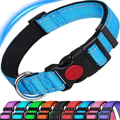 ATETEO Dog Collar, Reflective Adjustable Basic Dog Collar with Soft Neoprene Padding, Durable Nylon Pet Collars for Puppy Small Medium Large Dogs ATETEO Dog Collar, Reflective Adjustable Basic Dog Collar with Soft Neoprene Padding, Durable Nylon Pet Collars for Puppy Small Medium Large Dogs