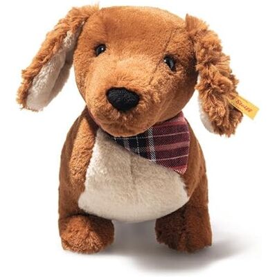 Steiff Waldi jamnik, 30 cm, przytulanka z przytulnego miękkiego pluszu, pies z granulatem, pluszowa zabawka dla psa z chustką, można prać w pralce Steiff Waldi jamnik, 30 cm, przytulanka z przytulnego miękkiego pluszu, pies z granulatem, pluszowa zabawka dla psa z chustką, można prać w pralce