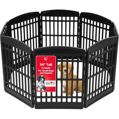 IRIS USA 8-panelowy kojec dla zwierząt domowych, 86 cm, dla średnich i dużych psów, zapewnia bezpieczeństwo zwierząt, łatwy montaż, składanie, łatwe przechowywanie, konfigurowalny, czarny IRIS USA 8-panelowy kojec dla zwierząt domowych, 86 cm, dla średnich i dużych psów, zapewnia bezpieczeństwo zwierząt, łatwy montaż, składanie, łatwe przechowywanie, konfigurowalny, czarny
