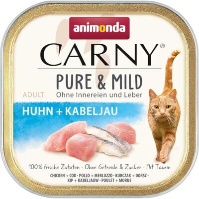 Animonda Karma dla kotów mokra, dla dorosłych, Pure & Mild mokra karma dla kotów, z kurczakiem i dorszem, 32 x 100 g Animonda Karma dla kotów mokra, dla dorosłych, Pure & Mild mokra karma dla kotów, z kurczakiem i dorszem, 32 x 100 g