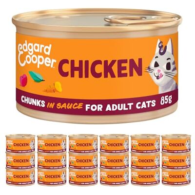 Edgard & Cooper mokra karma dla kotów (świeży kurczak, 85 g x 18), mięso w sosie, sterylizowane lub aktywne, świeże mięso i naturalne składniki, bez zbóż, bez dodatku cukru Edgard & Cooper mokra karma dla kotów (świeży kurczak, 85 g x 18), mięso w sosie, sterylizowane lub aktywne, świeże mięso i naturalne składniki, bez zbóż, bez dodatku cukru