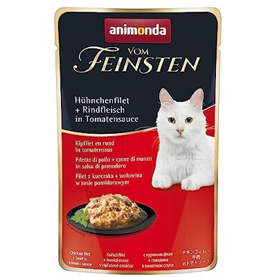 Animonda Karma dla dorosłych kotów, mokra karma dla dorosłych kotów, z filetem z kurczaka + wołowiną w sosie pomidorowym, w świeżej torebce, 18 x 50 g Animonda Karma dla dorosłych kotów, mokra karma dla dorosłych kotów, z filetem z kurczaka + wołowiną w sosie pomidorowym, w świeżej torebce, 18 x 50 g