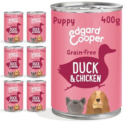 Edgard & Cooper puszki na mokrą karmę dla psów bez zbóż, naturalna karma 400 g x 6 kaczki i świeżego kurczaka, pełne żywienie, zdrowe i zbilansowane dla każdego psa Edgard & Cooper puszki na mokrą karmę dla psów bez zbóż, naturalna karma 400 g x 6 kaczki i świeżego kurczaka, pełne żywienie, zdrowe i zbilansowane dla każdego psa