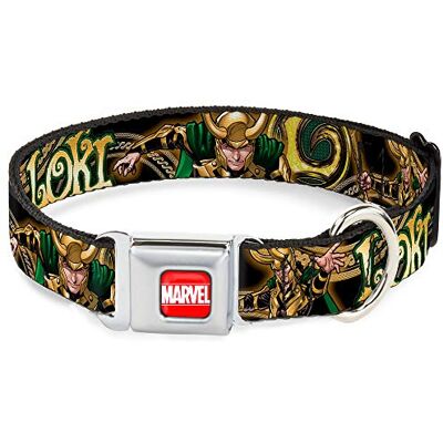 Buckle-Down Buckle Down 9-38,1 cm Marvel Loki Pozy czarny/złoty/zielony obroża dla psa Buckle-Down Buckle Down 9-38,1 cm Marvel Loki Pozy czarny/złoty/zielony obroża dla psa