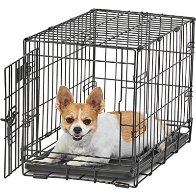 MidWest Homes for Pets Newly Enhanced Life Stages Pojedyncze drzwi XS składana metalowa skrzynia dla psa o długości 58,42 cm z przegrodą, nóżki chroniące podłogę, szczelna miska dla psa; XS Dog, MidWest Homes for Pets Newly Enhanced Life Stages Pojedyncze drzwi XS składana metalowa skrzynia dla psa o długości 58,42 cm z przegrodą, nóżki chroniące podłogę, szczelna miska dla psa; XS Dog,