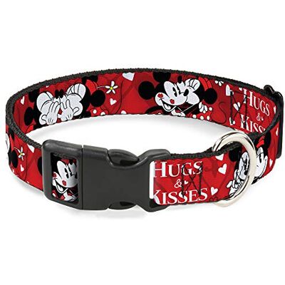Buckle-Down Plastikowy klips Collar Mickey & Minnie HUGS & Kisses Poses Reds/White 1,5" Wide Fits 16-23" Neck Medium Buckle-Down Plastikowy klips Collar Mickey & Minnie HUGS & Kisses Poses Reds/White 1,5" Wide Fits 16-23" Neck Medium
