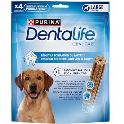 Dentalife PURINA przekąski do pielęgnacji zębów dla małych i dużych psów, zmniejszają tworzenie się kamienia nazębnego, 5 lub 6 sztuk, 6 x 142 g Dentalife PURINA przekąski do pielęgnacji zębów dla małych i dużych psów, zmniejszają tworzenie się kamienia nazębnego, 5 lub 6 sztuk, 6 x 142 g
