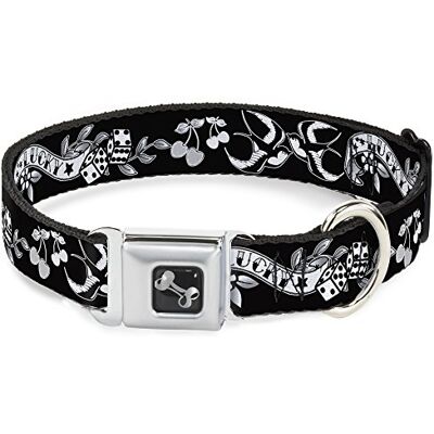 Buckle-Down Dog Collar Seatbelt Buckle Lucky Black White 15 to 26 cali 1.0 Inch Wide Buckle-Down Dog Collar Seatbelt Buckle Lucky Black White 15 to 26 cali 1.0 Inch Wide