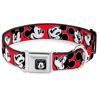 Obroża dla psa Buckle-down Mickey - Czerwona, Regulowana, Wytrzymała Obroża dla psa Buckle-down Mickey - Czerwona, Regulowana, Wytrzymała
