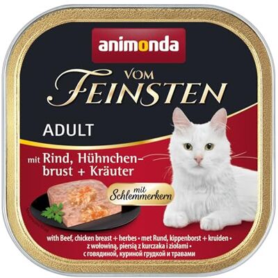 Animonda karma dla dorosłych kotów, mokra karma dla dorosłych kotów, chrupki z wołowiną, pierś z ziołami, 32 x 100 g Animonda karma dla dorosłych kotów, mokra karma dla dorosłych kotów, chrupki z wołowiną, pierś z ziołami, 32 x 100 g