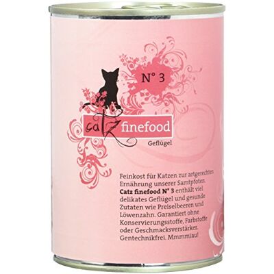 catz finefood N° 3 karma dla kotów delikatesowa dla drobiu, mokra, uszlachetniona żurawiną i mniszkiem lekarskim, 6 x 400 g puszki catz finefood N° 3 karma dla kotów delikatesowa dla drobiu, mokra, uszlachetniona żurawiną i mniszkiem lekarskim, 6 x 400 g puszki