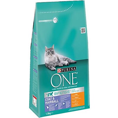 Purina ONE Bifensis karma dla kota karma dla dorosłych sierść i kulki z kurczakiem, 6 worków 1,5 kg Purina ONE Bifensis karma dla kota karma dla dorosłych sierść i kulki z kurczakiem, 6 worków 1,5 kg