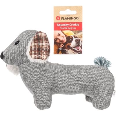 Flamingo Britta Dog Grey Zabawka dla psa 14,5x25x17cm z piszczącym i hałasem skrzypienia Flamingo Britta Dog Grey Zabawka dla psa 14,5x25x17cm z piszczącym i hałasem skrzypienia