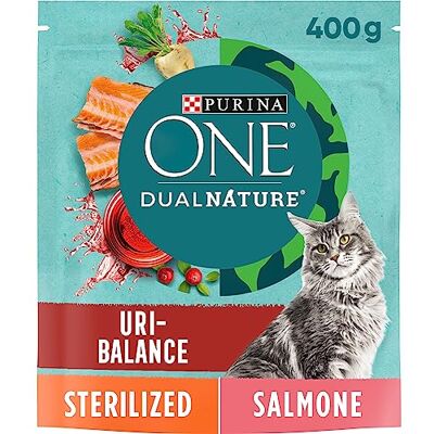 Purina ONE Dualnature krokiety sterylizowany kot, bogaty w łosoś i żurawinę 8 worków x 400 g 3700 g Purina ONE Dualnature krokiety sterylizowany kot, bogaty w łosoś i żurawinę 8 worków x 400 g 3700 g