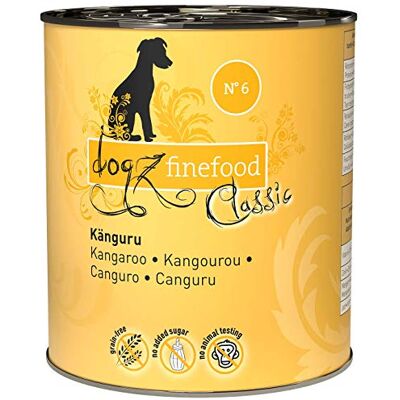 dogz finefood Mokra karma dla psów N° 6 kangur drobnoziarnista mokra karma dla psów i szczeniaków bez zboża i cukru duża zawartość mięsa, puszka 6 x 800 g dogz finefood Mokra karma dla psów N° 6 kangur drobnoziarnista mokra karma dla psów i szczeniaków bez zboża i cukru duża zawartość mięsa, puszka 6 x 800 g
