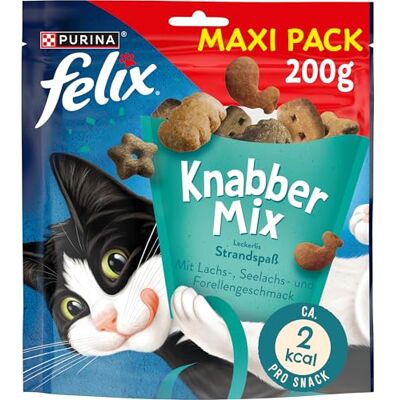 Felix Knabbermix Przysmak dla Kotów, Łosoś/Mintaj/Pstrąg, 200 g Felix Knabbermix Przysmak dla Kotów, Łosoś/Mintaj/Pstrąg, 200 g