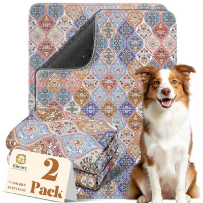 Gimars Podkładki treningowe wielokrotnego użytku dla zwierząt domowych, 2-pak, 50 x 60 cm, boho, zmywalna, antypoślizgowa, szczelna, szybkoschnąca, dla psów, kotów, kojec Gimars Podkładki treningowe wielokrotnego użytku dla zwierząt domowych, 2-pak, 50 x 60 cm, boho, zmywalna, antypoślizgowa, szczelna, szybkoschnąca, dla psów, kotów, kojec