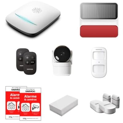Daewoo Pakiet alarmowy WiFi i GSM bezprzewodowy system bezpieczeństwa z kamerą HD, solarna syrena zewnętrzna, czujniki Zigbee i kompatybilne ze zwierzętami bez abonamentu Daewoo Pakiet alarmowy WiFi i GSM bezprzewodowy system bezpieczeństwa z kamerą HD, solarna syrena zewnętrzna, czujniki Zigbee i kompatybilne ze zwierzętami bez abonamentu
