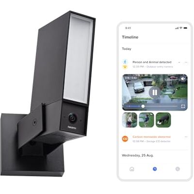 Netatmo Kamera zewnętrzna Wi‑Fi 5 GHz, 2K HDR, AI wykrywa osoby/pojazdy/zwierzęta, reflektor LED 12 W, alarm 105 dB, zapis lokalny, bez abonamentu, biała, NOC‑2‑AMZ Netatmo Kamera zewnętrzna Wi‑Fi 5 GHz, 2K HDR, AI wykrywa osoby/pojazdy/zwierzęta, reflektor LED 12 W, alarm 105 dB, zapis lokalny, bez abonamentu, biała, NOC‑2‑AMZ