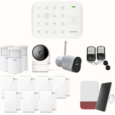 Daewoo Vigilia VIG104 WiFi Connected Alarm system bezprzewodowy i bez subskrypcji, kompatybilny ze zwierzętami, czujnikami i syreną słoneczną w zestawie + kamery monitorujące Full HD, aplikacja w Daewoo Vigilia VIG104 WiFi Connected Alarm system bezprzewodowy i bez subskrypcji, kompatybilny ze zwierzętami, czujnikami i syreną słoneczną w zestawie + kamery monitorujące Full HD, aplikacja w