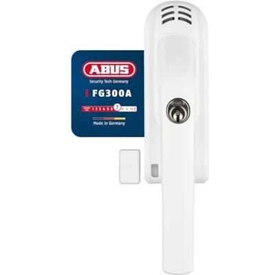 ABUS Uchwyt okienny FG300A z alarmem i cylindrem ciśnieniowym biały Zamykany, alarm 110 dB, czujnik pola magnetycznego 3D, trzpień czworokątny 32-44 mm, rozstaw śrub 43 mm ABUS Uchwyt okienny FG300A z alarmem i cylindrem ciśnieniowym biały Zamykany, alarm 110 dB, czujnik pola magnetycznego 3D, trzpień czworokątny 32-44 mm, rozstaw śrub 43 mm