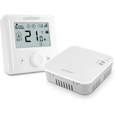 Avidsen 127047 Home Flow inteligentny termostat Wi-Fi, sterowanie ogrzewaniem Wi-Fi z kotła/podgrzewaniem ciepłej wody, połączenie Wi-Fi z routerem, aplikacja na smartfon, bez abonamentu, łatwa Avidsen 127047 Home Flow inteligentny termostat Wi-Fi, sterowanie ogrzewaniem Wi-Fi z kotła/podgrzewaniem ciepłej wody, połączenie Wi-Fi z routerem, aplikacja na smartfon, bez abonamentu, łatwa