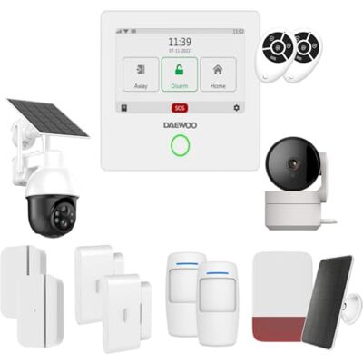Daewoo Zestaw alarmowy WiFi/GSM Touch 4,3 cala AM501 system bezprzewodowy i bez subskrypcji, kompatybilny ze zwierzętami, czujniki w zestawie + kamera monitorująca Full HD, aplikacja mobilna w Daewoo Zestaw alarmowy WiFi/GSM Touch 4,3 cala AM501 system bezprzewodowy i bez subskrypcji, kompatybilny ze zwierzętami, czujniki w zestawie + kamera monitorująca Full HD, aplikacja mobilna w