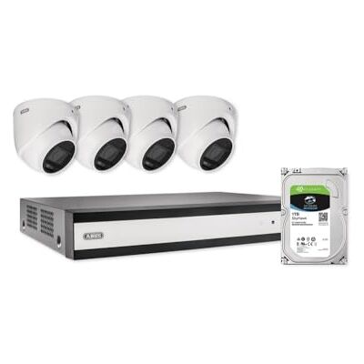ABUS Zestaw do monitoringu wideo 8-kanałowy – 4 x mini kamera kopułowa + rejestrator hybrydowy z 1 TB HDD – analogowy HD, wykrywanie ruchu, widoczność w nocy, dostęp do aplikacji, w zestawie kabel i ABUS Zestaw do monitoringu wideo 8-kanałowy – 4 x mini kamera kopułowa + rejestrator hybrydowy z 1 TB HDD – analogowy HD, wykrywanie ruchu, widoczność w nocy, dostęp do aplikacji, w zestawie kabel i