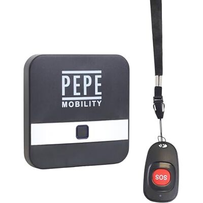 PEPE Mobility Alarm dla osób starszych z przyciskiem SOS, bezprzewodowy odbiornik, 52 dzwonki i 4 poziomy głośności do 95 DB, bransoletka SOS z baterią w zestawie PEPE Mobility Alarm dla osób starszych z przyciskiem SOS, bezprzewodowy odbiornik, 52 dzwonki i 4 poziomy głośności do 95 DB, bransoletka SOS z baterią w zestawie