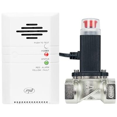 PNI Zestaw Safe House 400 czujnik gazu i zawór elektromagnetyczny 3/4 cala, alarm dźwiękowy i świetlny, 85 dB, wykrywa gaz ziemny, metan (CH4) PNI Zestaw Safe House 400 czujnik gazu i zawór elektromagnetyczny 3/4 cala, alarm dźwiękowy i świetlny, 85 dB, wykrywa gaz ziemny, metan (CH4)