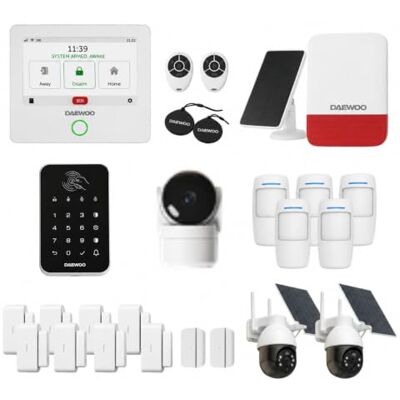 Daewoo Zestaw alarmowy WiFi/GSM Touch 4,3 cala AM505 system bezprzewodowy i bez subskrypcji, kompatybilny ze zwierzętami, czujniki w zestawie + kamera monitorująca Full HD, aplikacja mobilna w Daewoo Zestaw alarmowy WiFi/GSM Touch 4,3 cala AM505 system bezprzewodowy i bez subskrypcji, kompatybilny ze zwierzętami, czujniki w zestawie + kamera monitorująca Full HD, aplikacja mobilna w