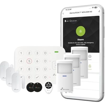 NIVIAN Domowy system alarmowy WiFi – kompletny zestaw z czujnikiem ruchu, czujnikiem drzwi, pilotem i kartami RFID – inteligentny alarm z aplikacją, anty sabotaż, zestaw premium NIVIAN Domowy system alarmowy WiFi – kompletny zestaw z czujnikiem ruchu, czujnikiem drzwi, pilotem i kartami RFID – inteligentny alarm z aplikacją, anty sabotaż, zestaw premium